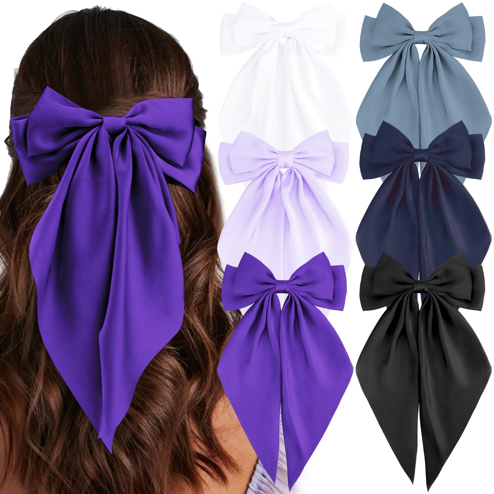 Canitor Purple Hair Bows for Women Barrettes Clip Large Cute Preppy Teenager Tween Teen Girl Bulk Gifts Trendy Stuff Aesthetic C