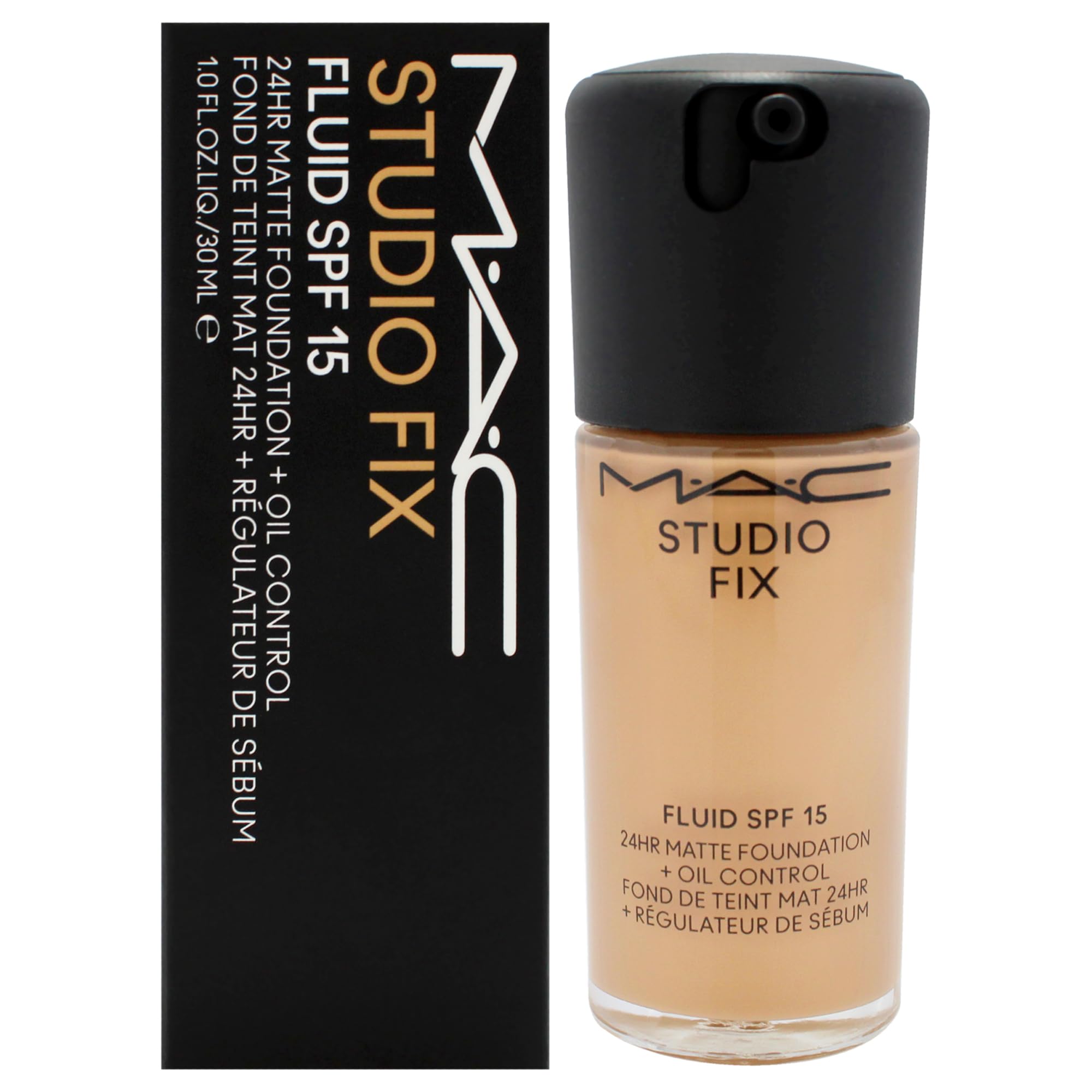 Studio Fix Fluid SPF 15 24HR Matte Foundation Plus Oil Control - NC40 Medium Beige With Golden Peach Undertone by MAC for Women - 1 oz Foundation