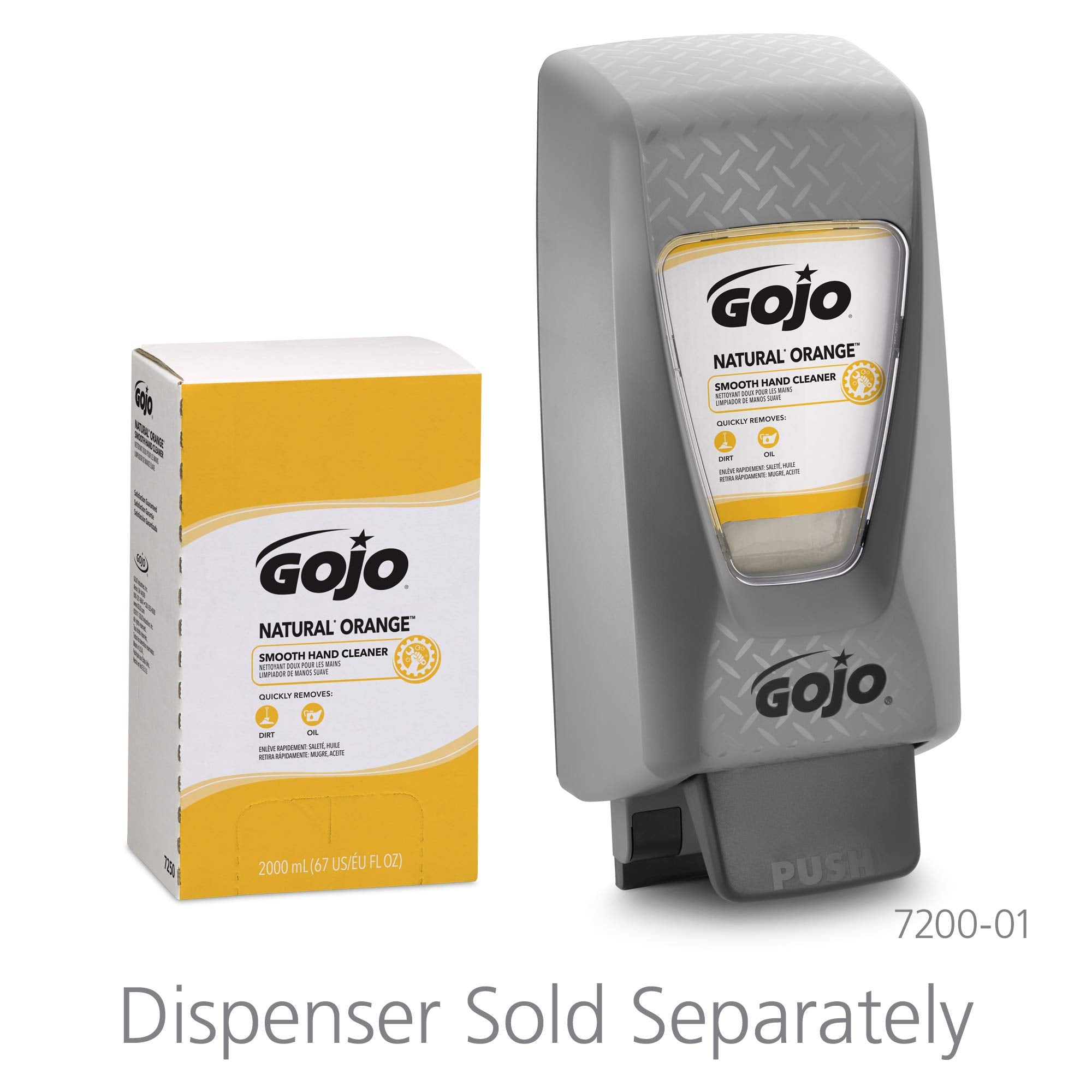 GOJO NATURAL ORANGE Smooth Hand Cleaner, Citrus Scent, 2000 mL Refill PRO TDX Push-Style Dispenser (Pack of 4) - 7250-04