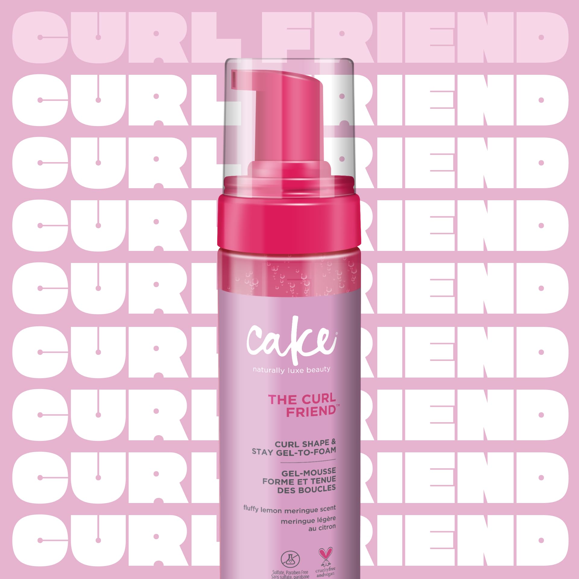 Cake Beauty Gel-to-Foam Styler, The Curl Friend - Volumizing & High Hold Gel to Foam - Flake Free Frizz Control - Infused with C