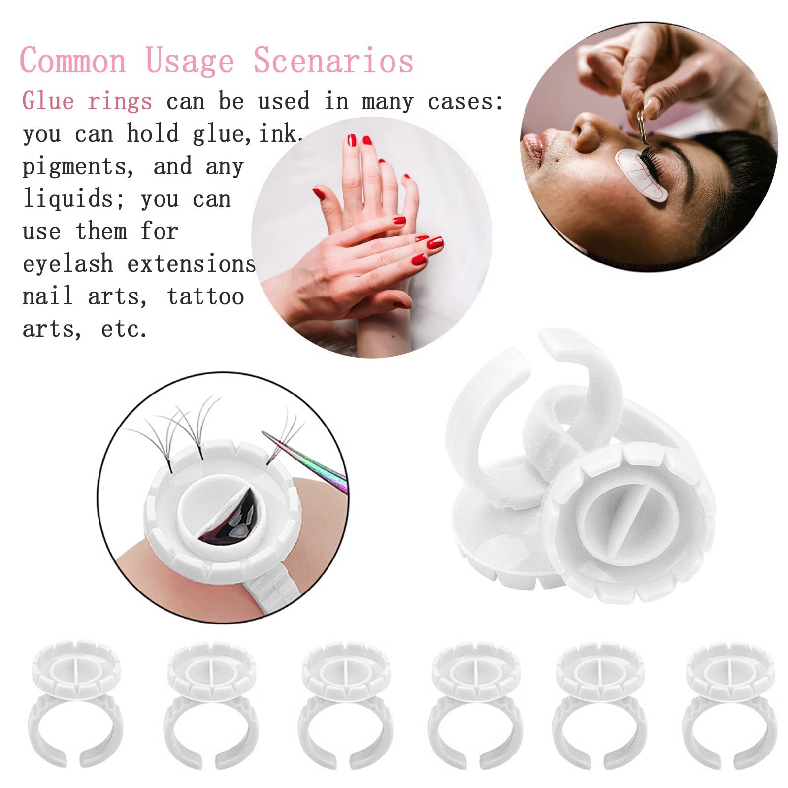 Glue Rings For Eyelash Extensions, 400 Pcs Glue Rings Lash Ring For Glue, Smart Lash Glue Ring Holder Blooming Eyelash Glue Hold