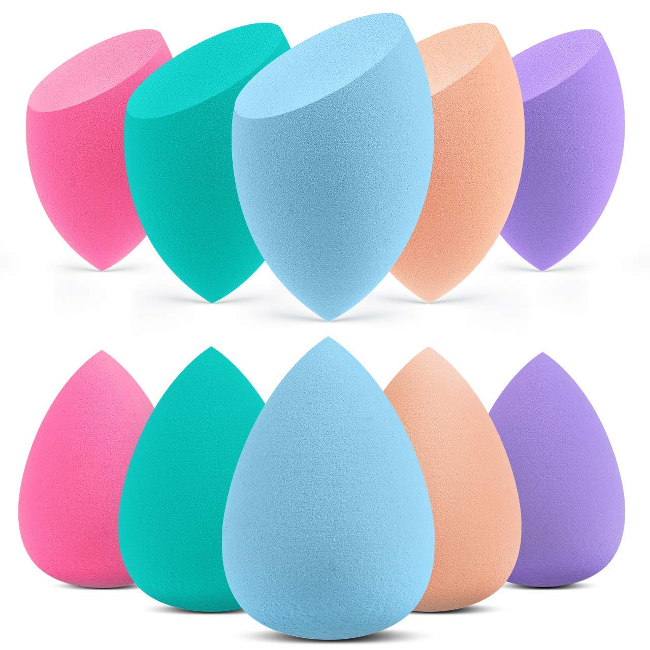 Fennec Mart 10 Pcs Makeup Sponge Blender Set Beauty Cosmetic Foundation Blending, Flawless For Liquid Cream And Powder, MultiPu