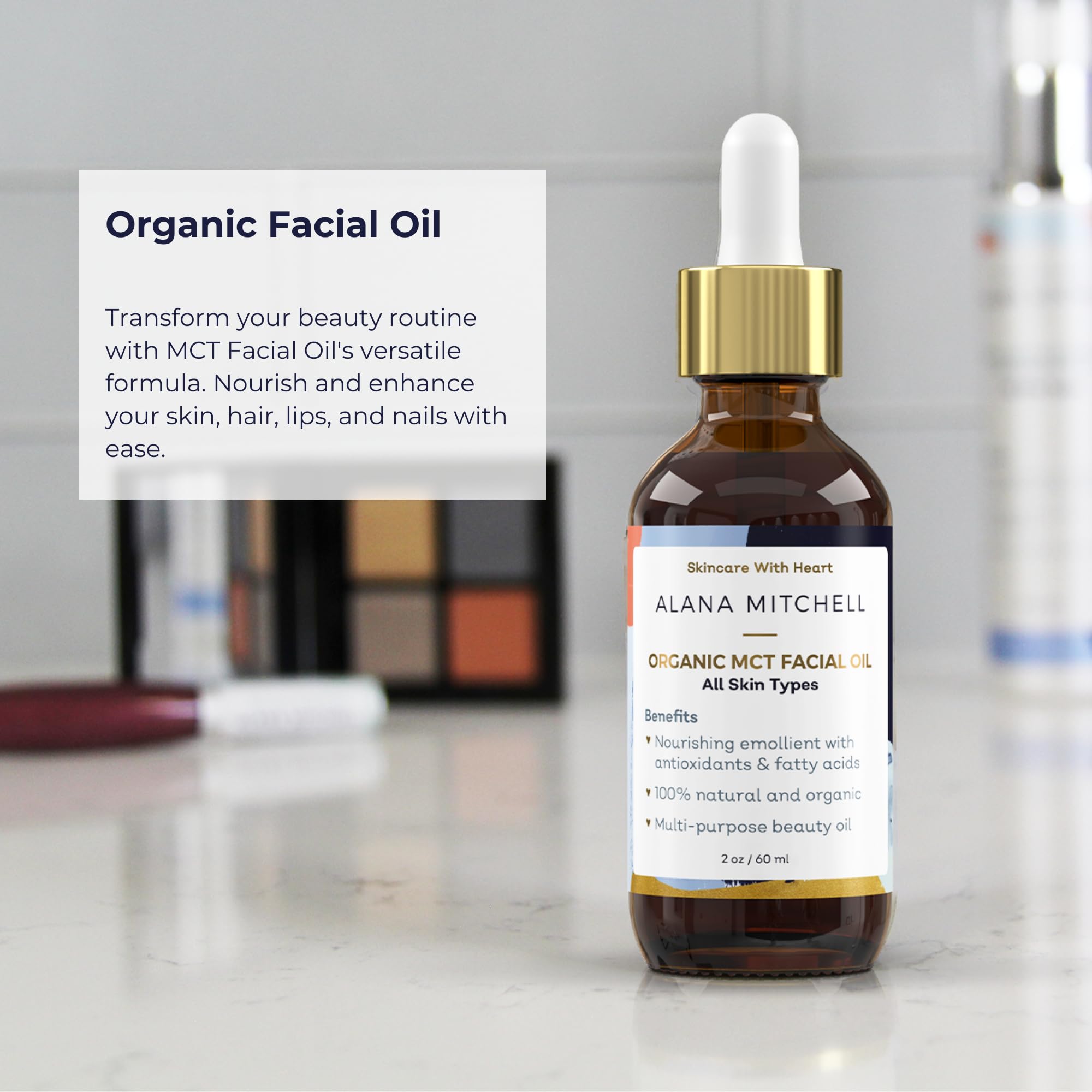 Alana Mitchell Organic MCT Face Oil - Natural Coconut Oil for Skin to Hydrate & Help Prevent Wrinkles & Fine Lines - Face Moistu