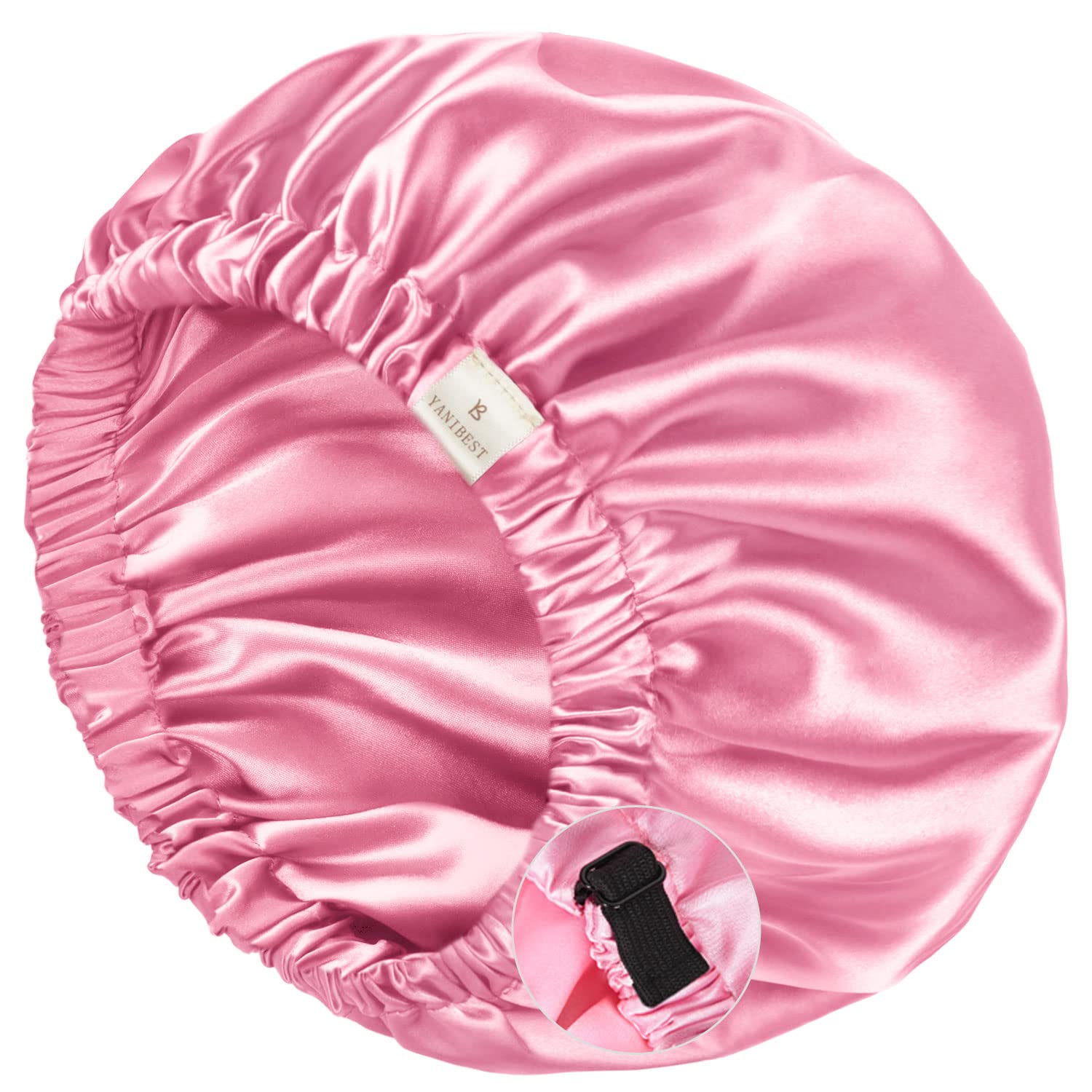 YANIBEST Satin Bonnet for Sleeping, Hair Bonnets for Women and Men, Double Layer Ajustable Silky Bonnet for Curly Braids Hair Li