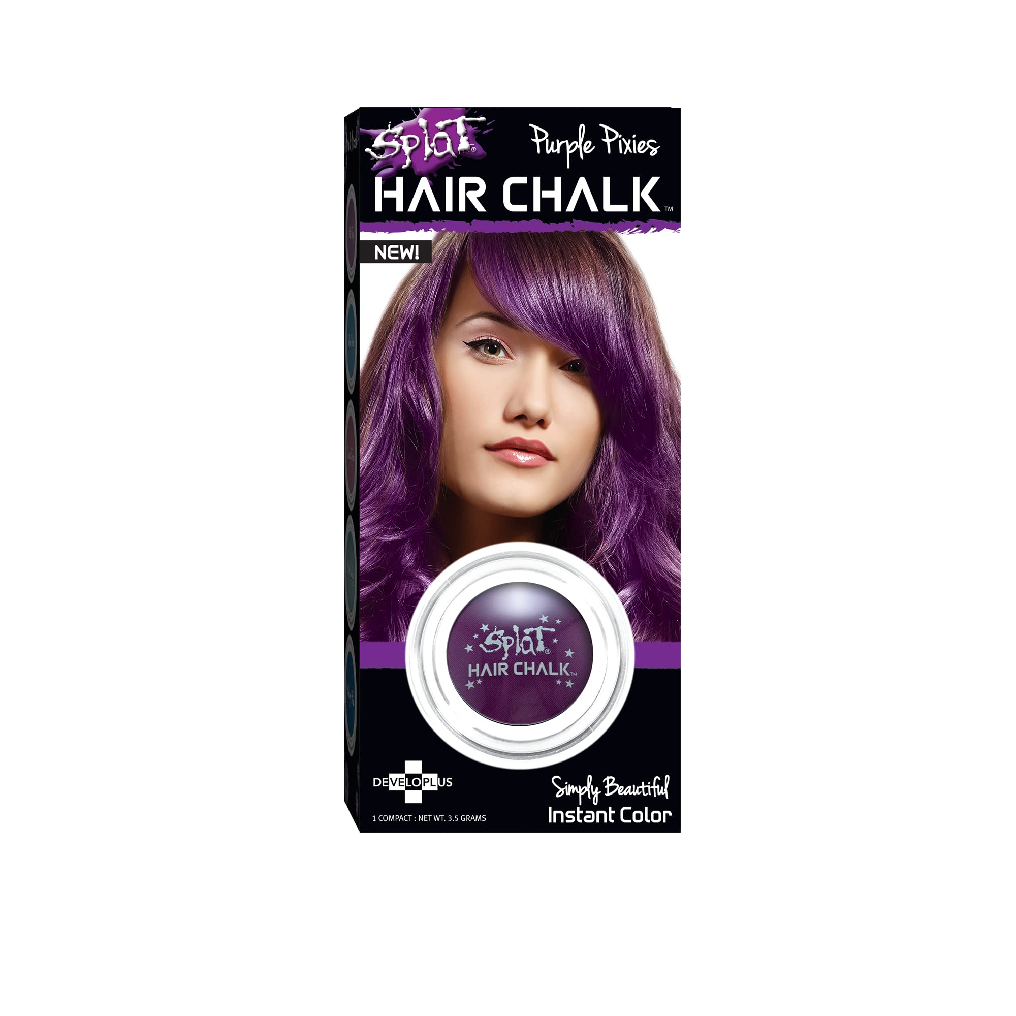 Splat Purple Pixies Hair Chalk, 1 Compact, Temporary Hair Color Glides On Easily For Fun Pops Of Color, Washable Hair Color Chal