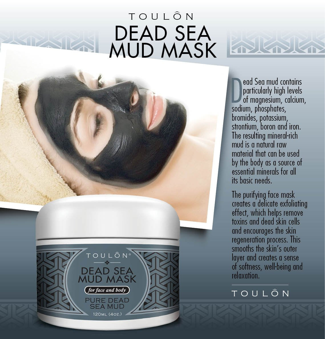 TOULON Best Mud Mask - Dead Sea Face Mask; Exfoliating Facial Mask with Minerals, Blackhead Remover Acne Treatment. Sensitive Sc