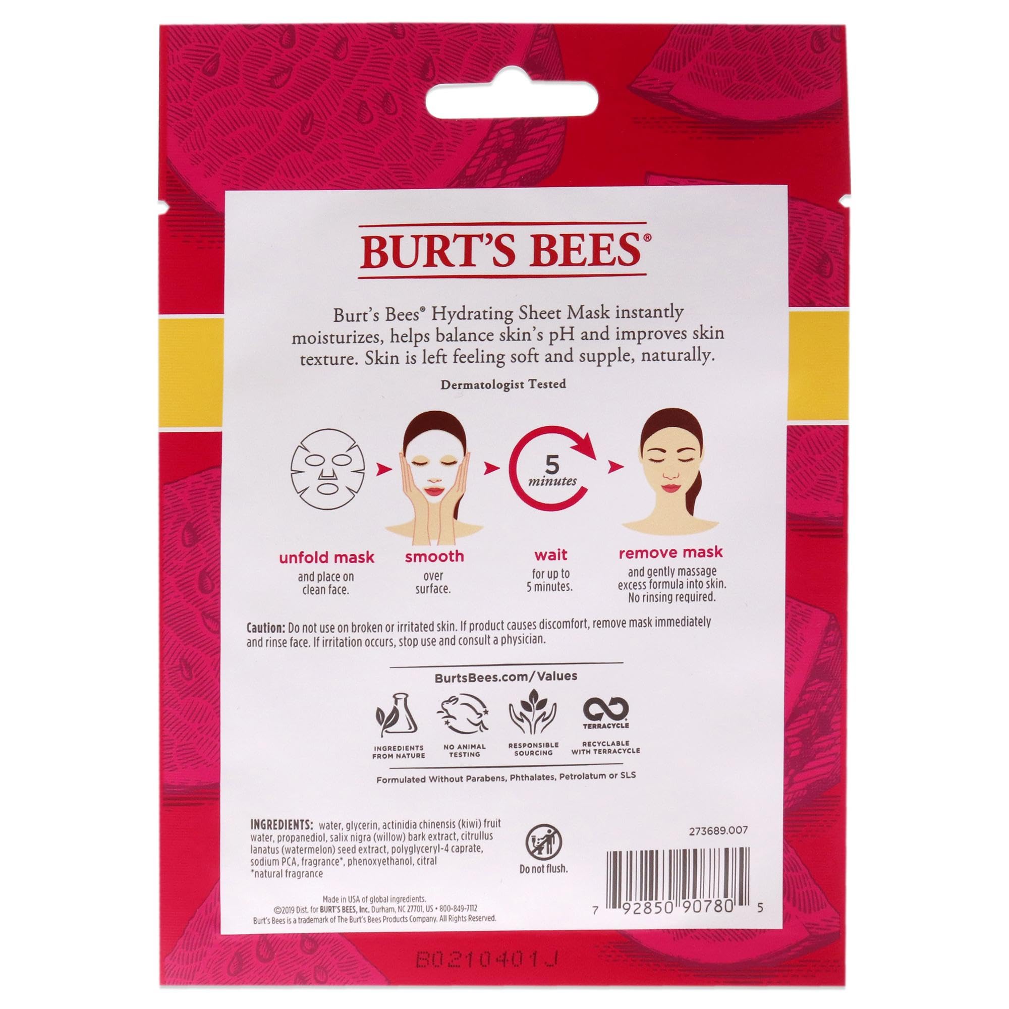 Burt'S Bees Hydrating Sheet Mask With Watermelon 1 Pc