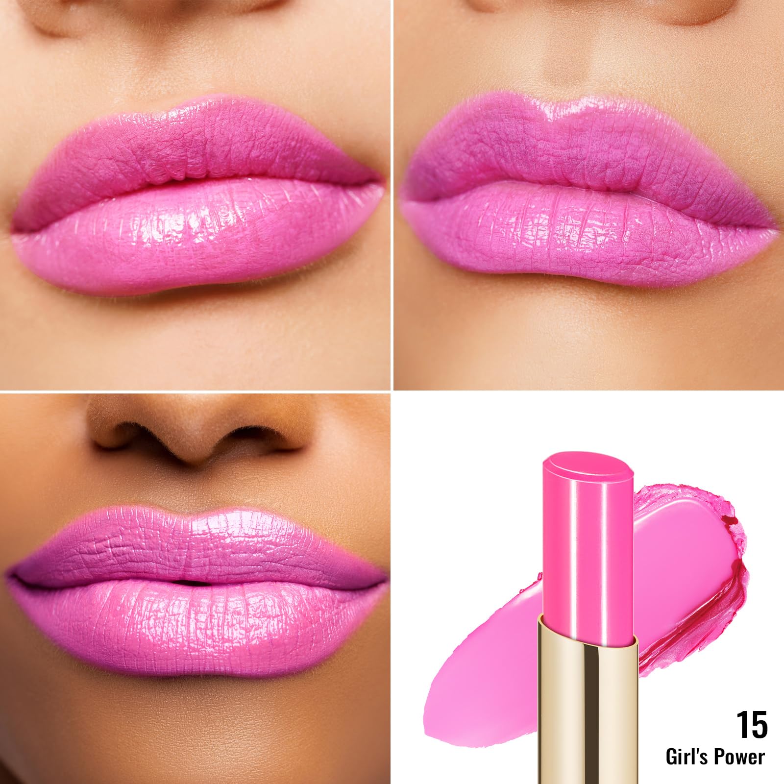 Oulac Moisturizing Shine Pink Lipstick For Women - 2 In 1 Glossy Bright Pink Tinted Lip Balm, Hydrating Winter Lipstick For Dry