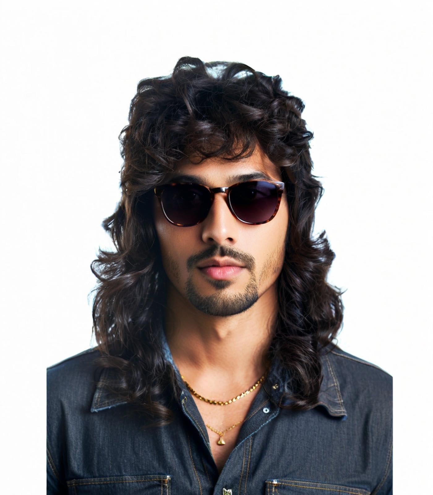Kavsni Mullet Wigs for Men Joe Dirt Emo Wig 80s Costumes Fancy Party Accessory Cosplay Wig Halloween Man x (Black)