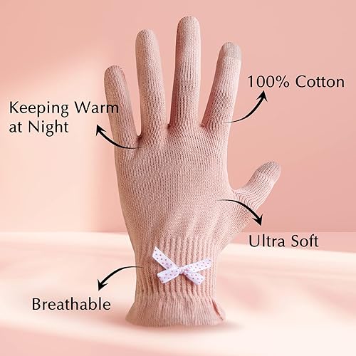 Evridwear Moisturizing gloves for Sleeping, cotton gloves with Touchscreen Fingers for Dry Hands, Eczema gloves Overnight UV Pro