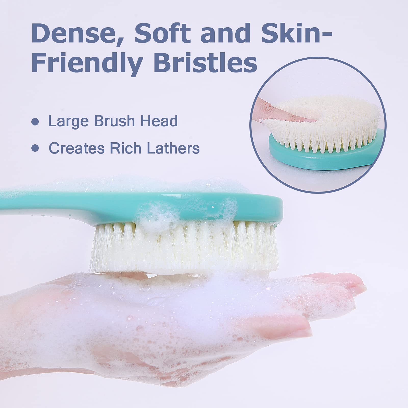 Vanzavanzu Exfoliating Shower Brush Back Scrubbers For Use In Shower, Plastic Bath Brush Long Handle For Shower With Moderate Br