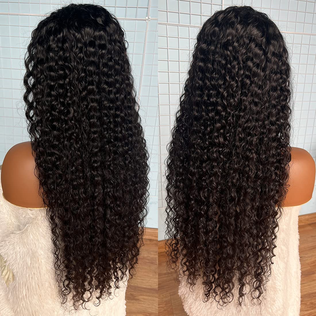 Recomtic 28Inch Hd Lace Closure Wigs Human Hair For Black 4X4 Women Water Glueless Curly Lace Front Wig Human Hair Pre Plucked W