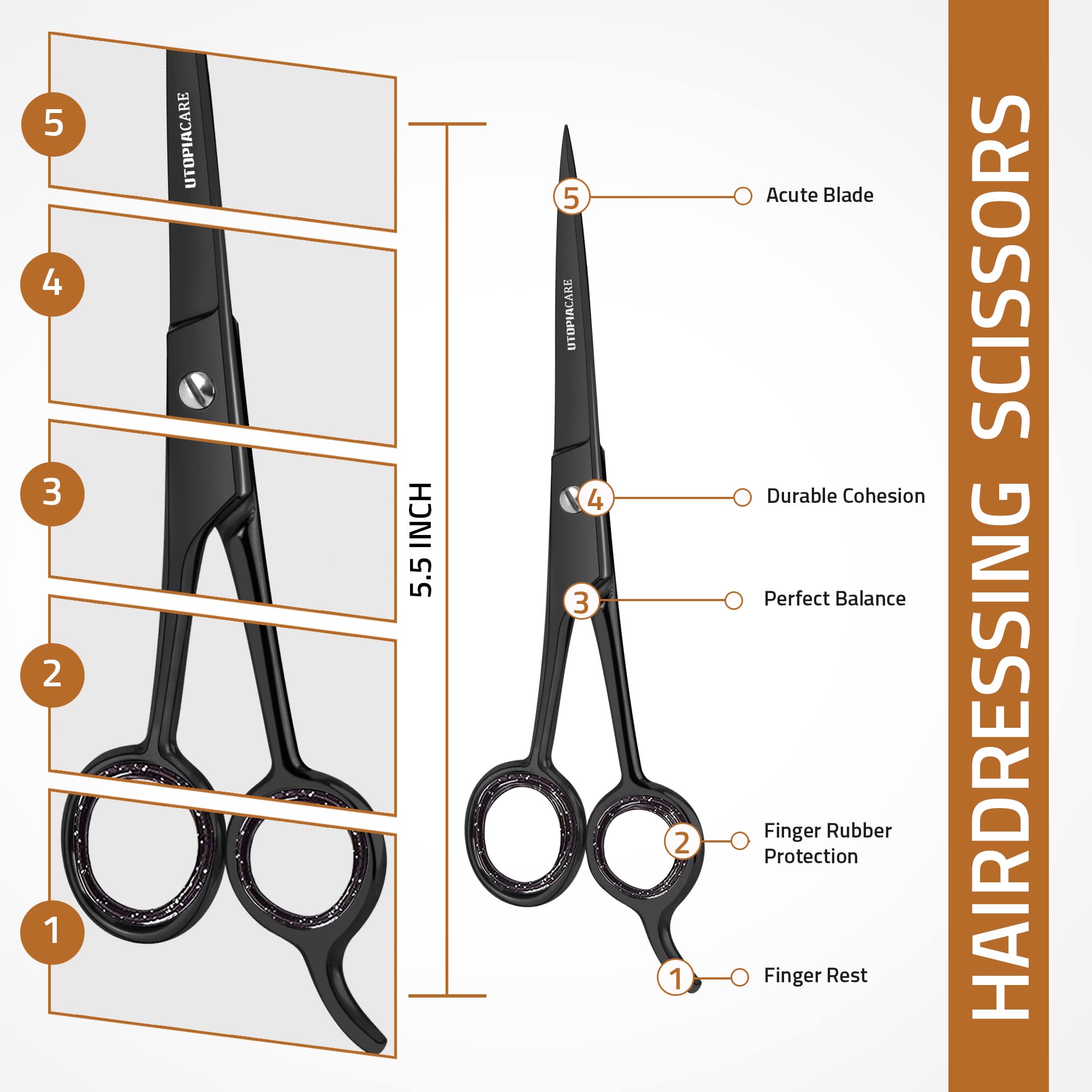 Utopia care Hair cutting and Hairdressing Scissors 55 Inch, Premium Stainless Steel shears with smooth Razor & Sharp Edge Blades