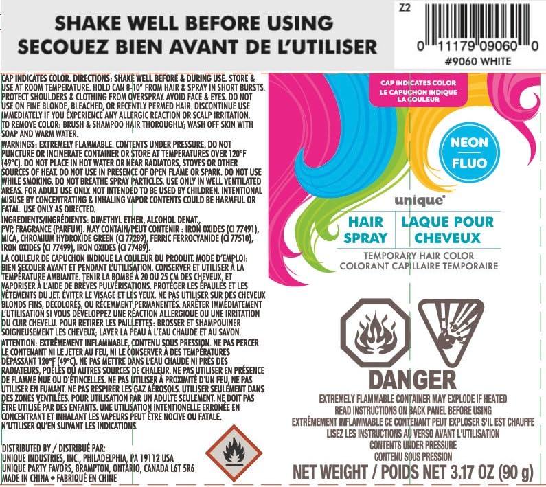 White Neon Hair Spray 4.5 fl oz - Easy to Apply & Wash Out - Perfect for Parties & Events