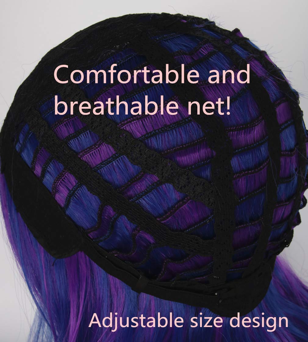 Topcosplay Purple Mixed Blue Wigs for Kids Girls Mal wig Halloween Costume Cosplay Wig