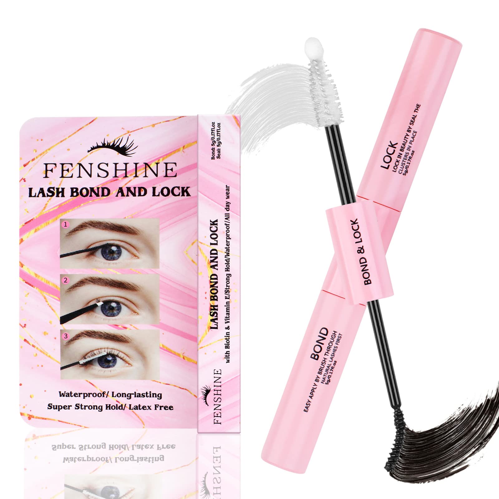 Fenshine Lash Bond And Seal, Cluster Eyelash Glue, Individual Cluster Diy Eyelash Extensions, Super Strong Hold Cluster Lash Adh
