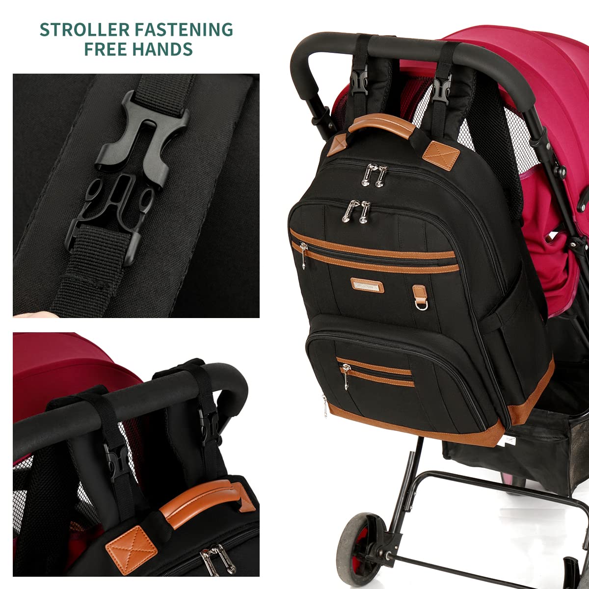 BILLITON MASHI Baby Diaper Bag Backpack for Mom, Travel Baby Bags for Boys girls with Insulated Pocket Stroller Straps, Large ca