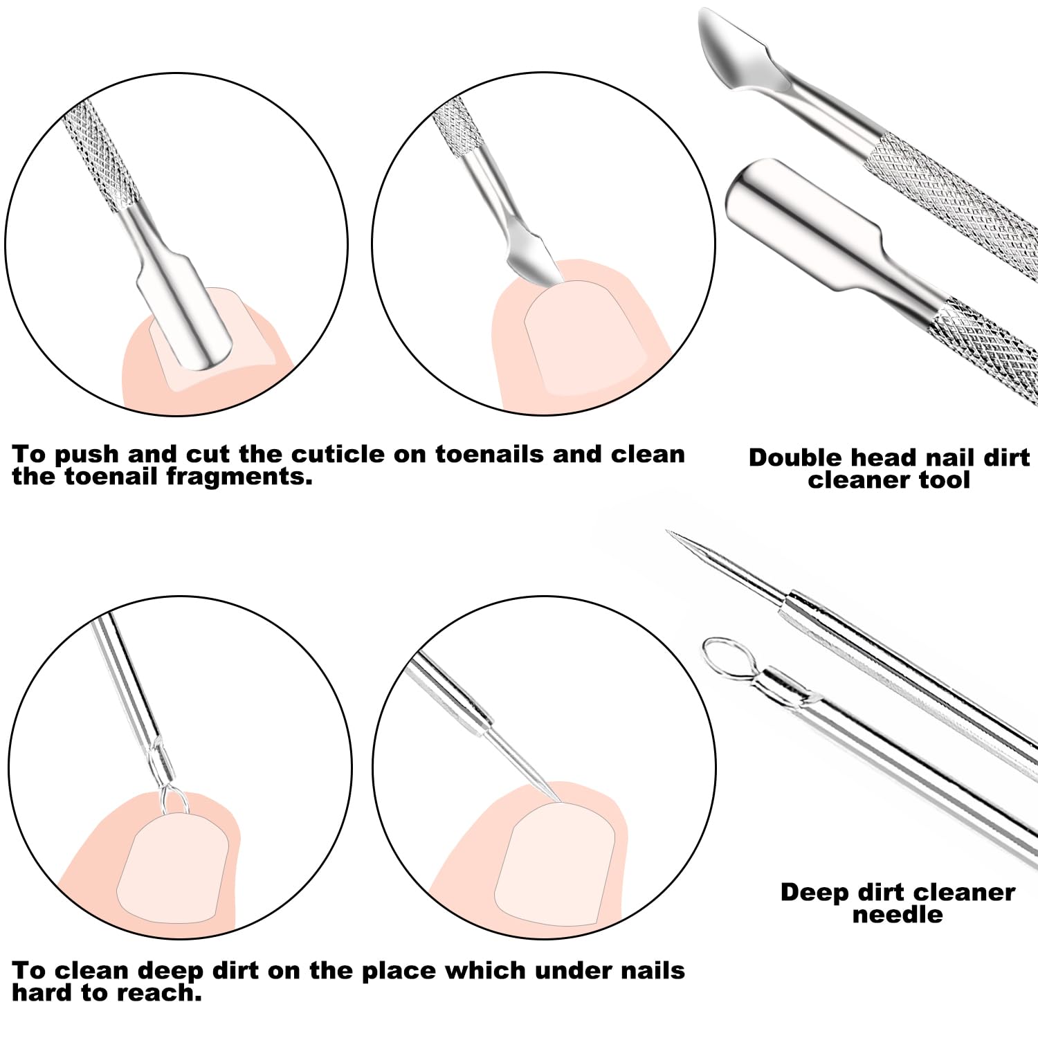 ZIZZON 7 Pcs Ingrown Toenail File and Lifters Set, Stainless Steel Ingrown Toenail Removal Kit, Manicure Treatment Under Nail Cl