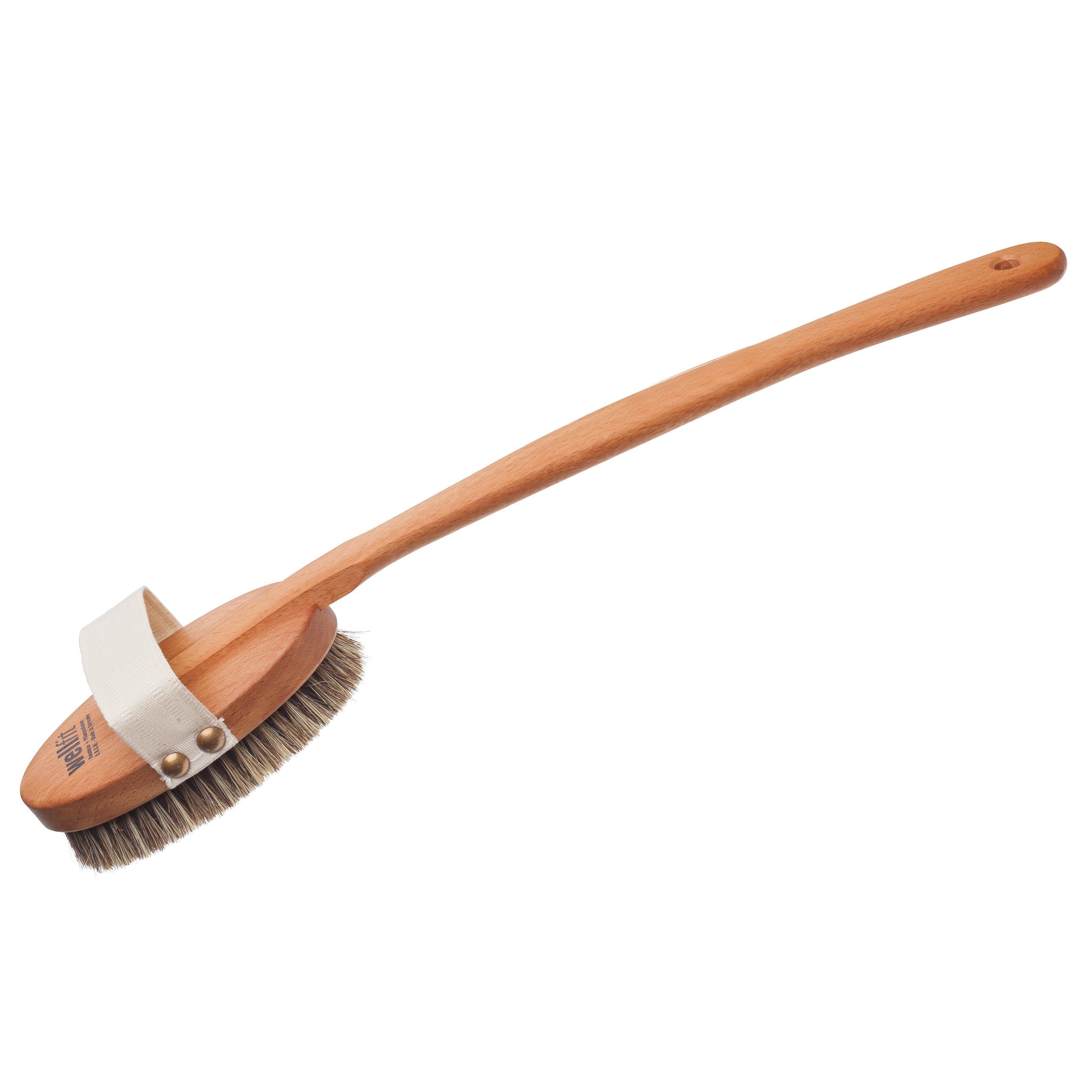 Redecker Wellfit Bath Brush With Removable Steamed Beechwood Handle, 100% Made In Germany, Mixed Horsehair And Plant Fiber Brist