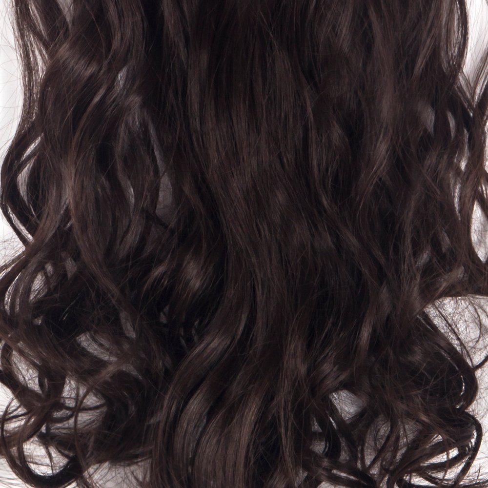 Lelinta 24'' Thick Curly Full Head Clip In On Double Weft Hair Extensions Medium Brown