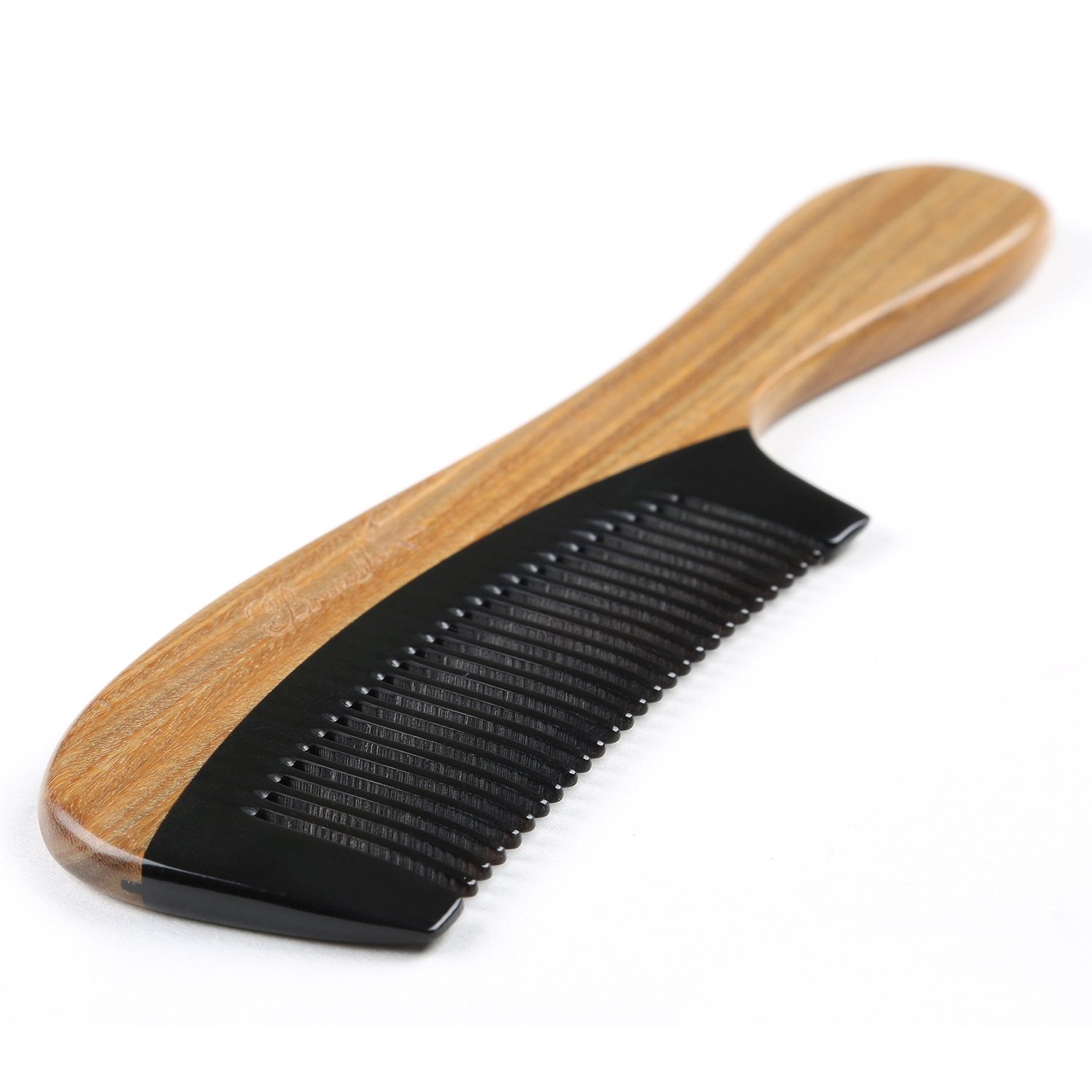 Breezelike Hair Comb - Fine Tooth Natural Sandalwood Buffalo Horn Comb - No Static Detangling Wooden Comb for Women, Men and Kid