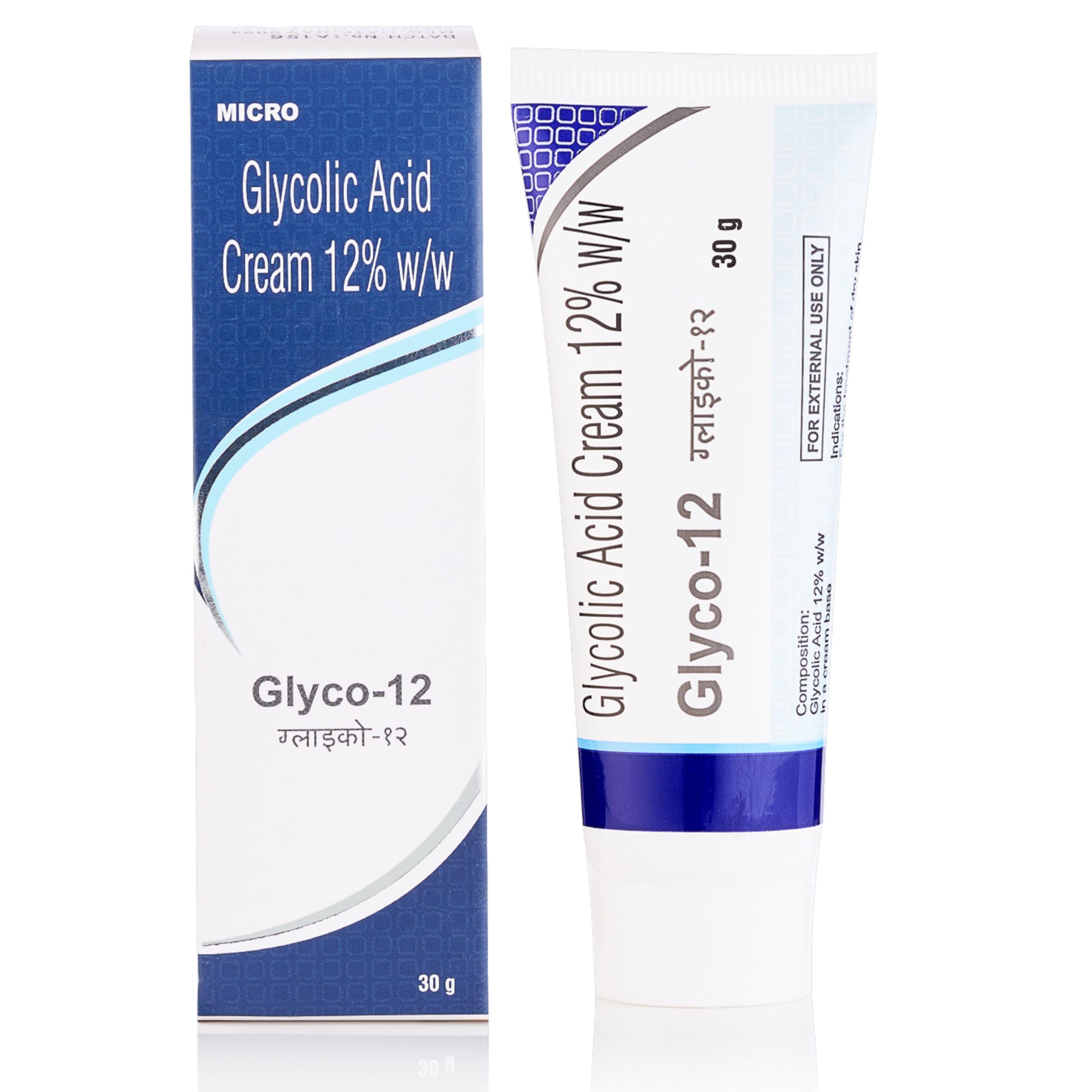 Glyco 12 Glycolic Acid 12% Cream 30Gm For Pigmentation, Dark Spots, Acne Marks & Uneven Skin Tone | Dermatologist-Recommended Fo