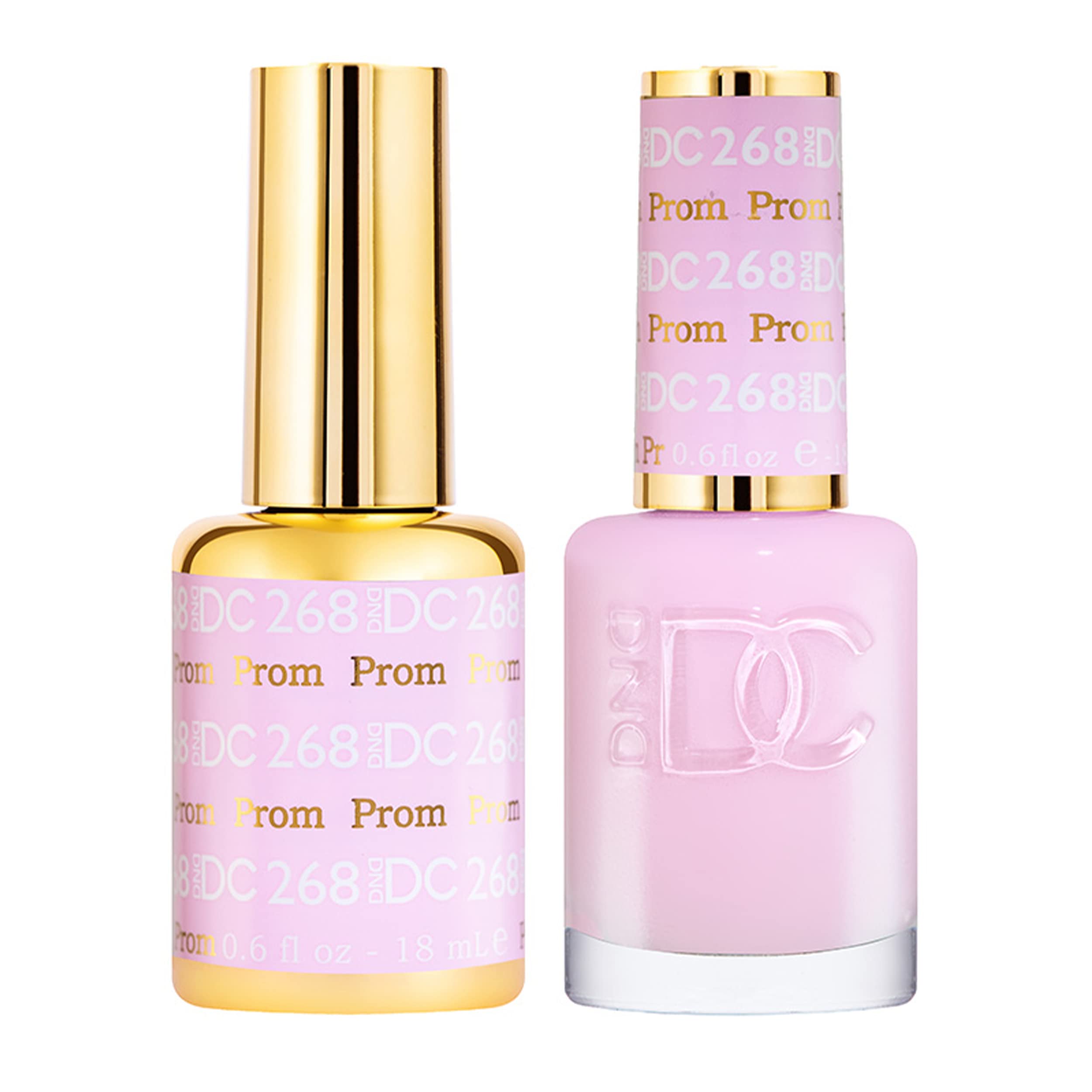 DND DC Gel Polish Set, Pink Collection, UV/LED Gel Polish and Air Dry Nail Lacquer, Matching Chip-Free Polish Duo, 268 Prom, 0.5