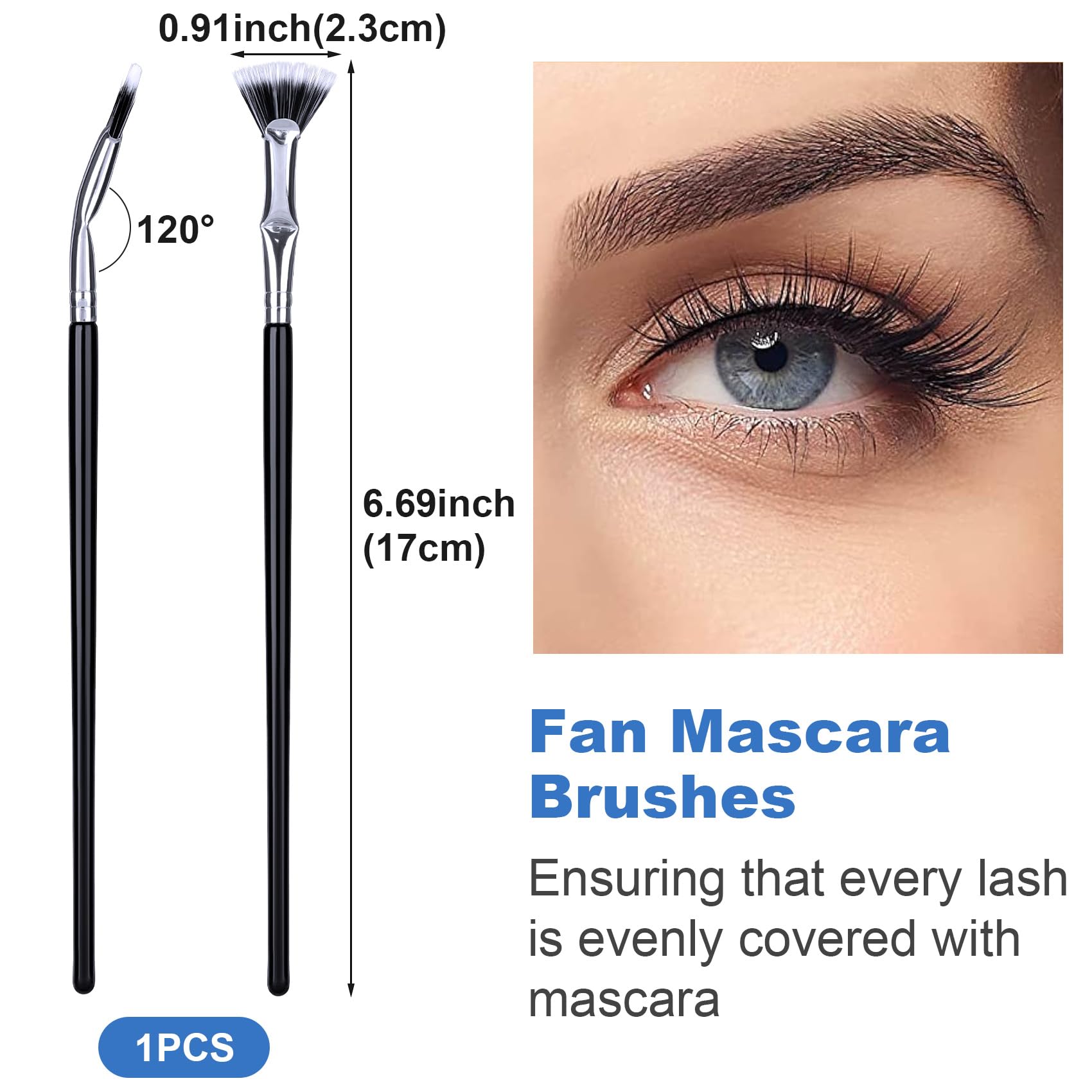 Pagow Folding Angle Scalloped Lash Brush, Eyelash Comb Separator Makeup Tool, Multifunctional Mascara Fan Brush With Soft Bristl