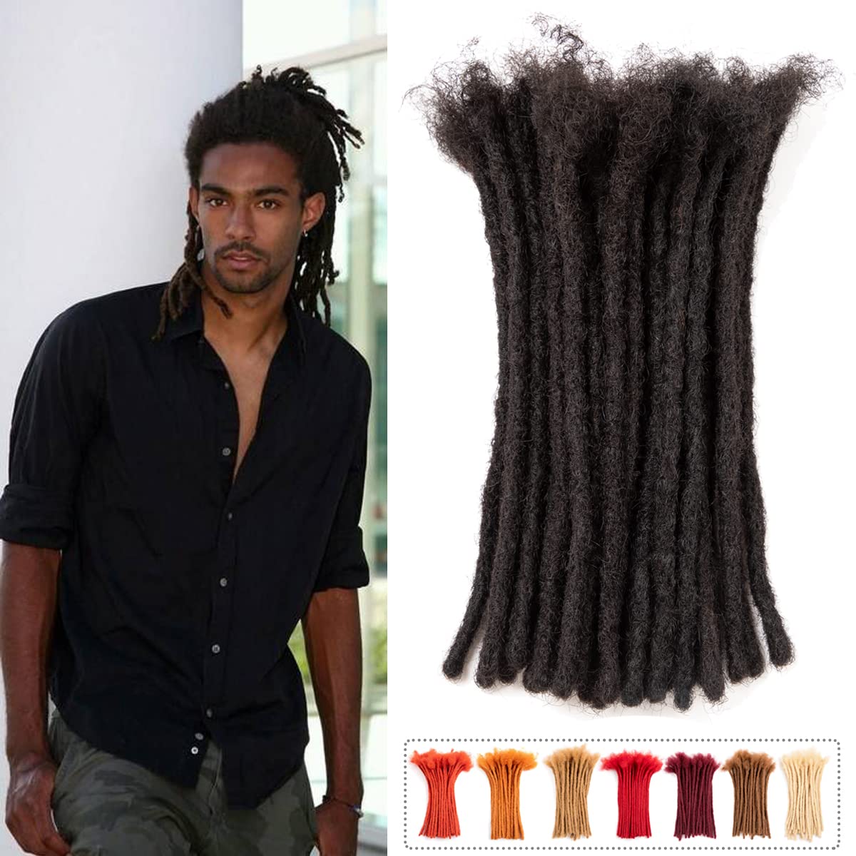 Teresa Small 0.4cm and Medium 0.8cm Width 10 Inch 70 Strands 100% Human Hair Dreadlock Extensions for Men/Women/Kids 0.4cm Width