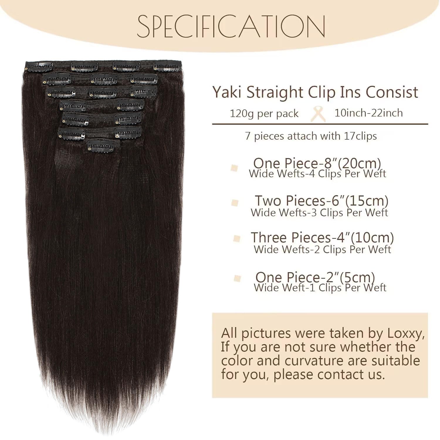 Loxxy Yaki Clip in Hair Extensions Real Human Hair for Black Women 22 inch Real Remy Thick Style Double Weft for African America