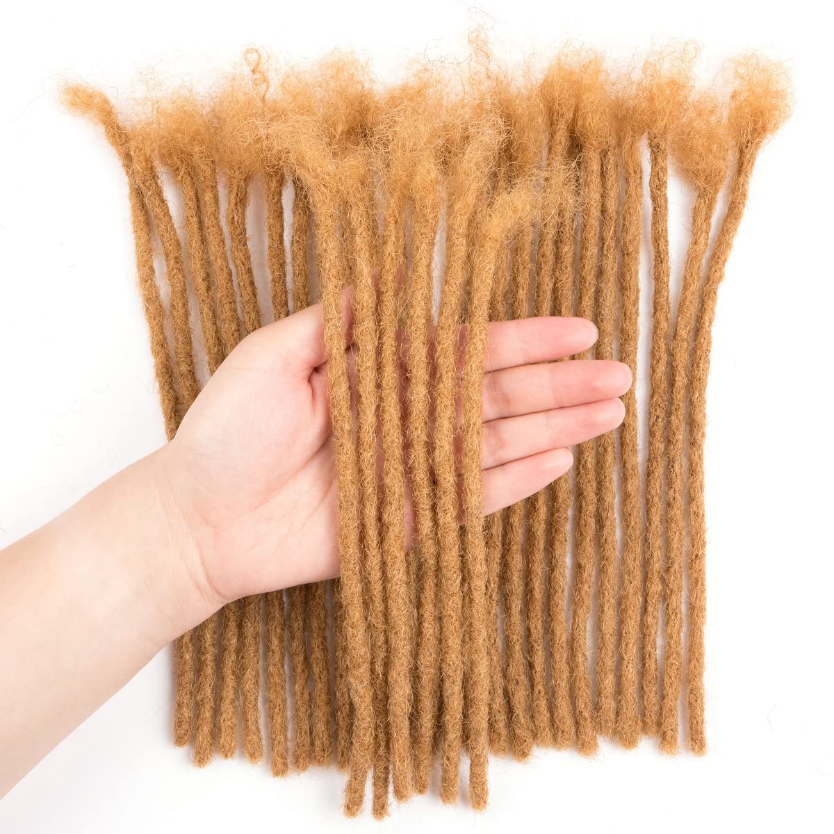 Teresa Small 0.4Cm And Medium 0.8Cm Width 100% Human Hair Dreadlock Extensions For Men/Women/Kids Permanent Dread Loc Extensions