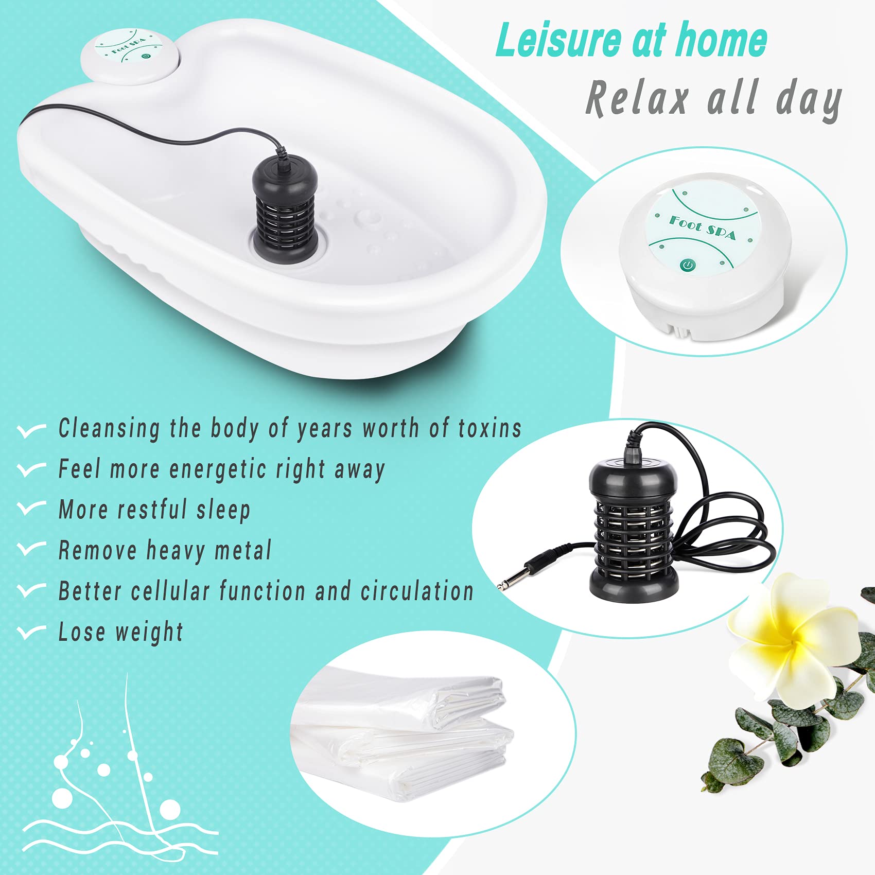 Ionic Foot Detox Machine Ion Detox Foot Bath Machine, Portable Chi Detox Foot Spa Ionic Cleanse Bath Machine, Foot Bath Spa With