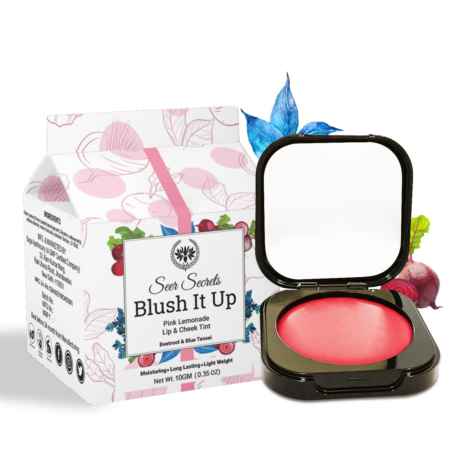 Seer Secrets Natural Blush It Up Lip And Cheek Tint For Long Lasting Moisturizing Lips | Pink Lemonade Blush It Up 10Gm