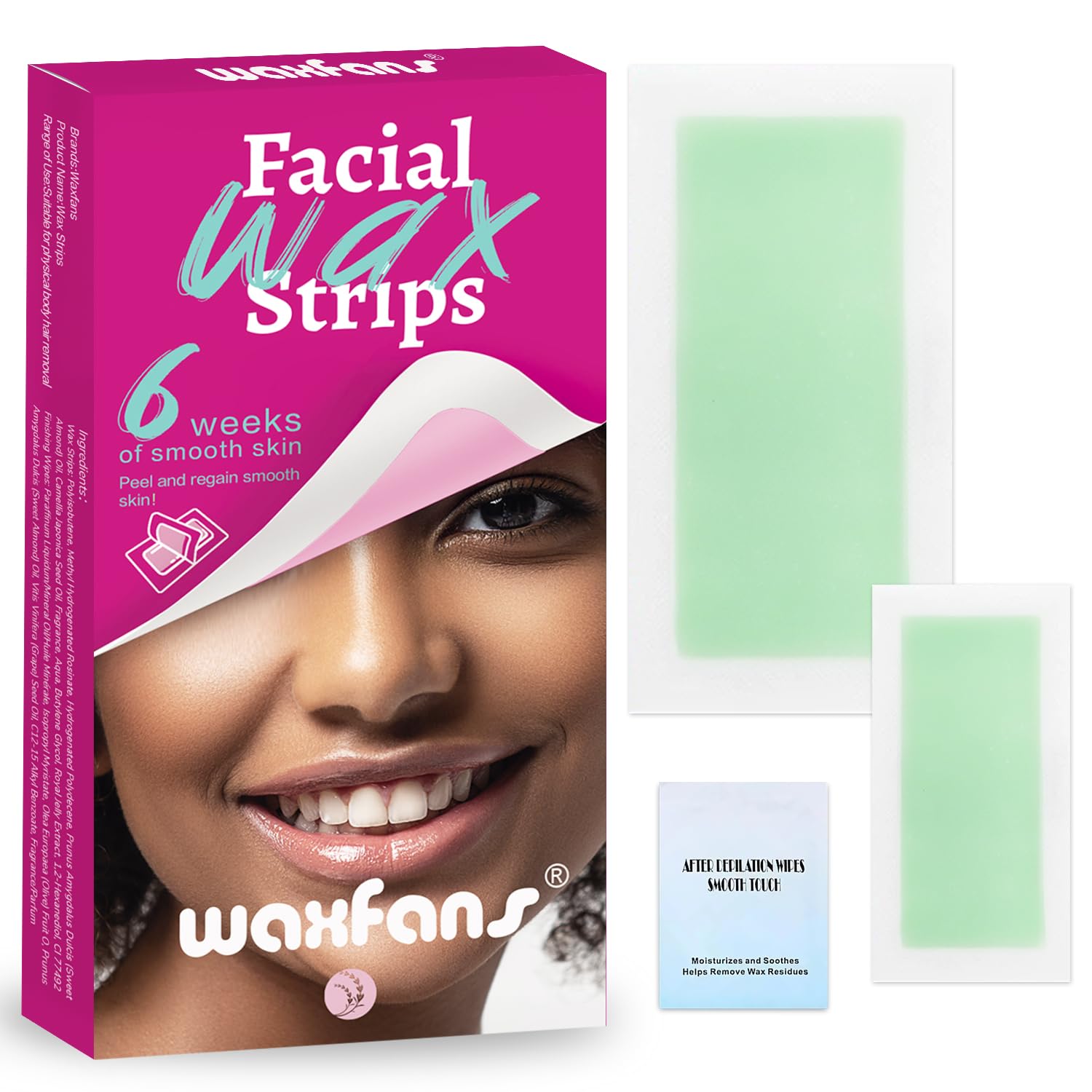 Wax Strips for Face & Body - 60 Wax Strips: 40 Face Wax Strips & 20 Body Wax Strips for Women and Men - Suitable for All Skin an