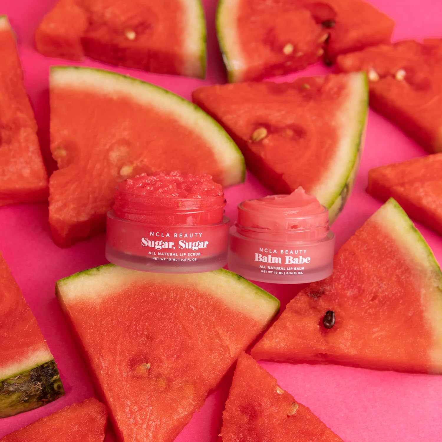 NCLA - Lip Care Set + Lip Scrubber | Clean, Natural, Non-Toxic Beauty (Watermelon)