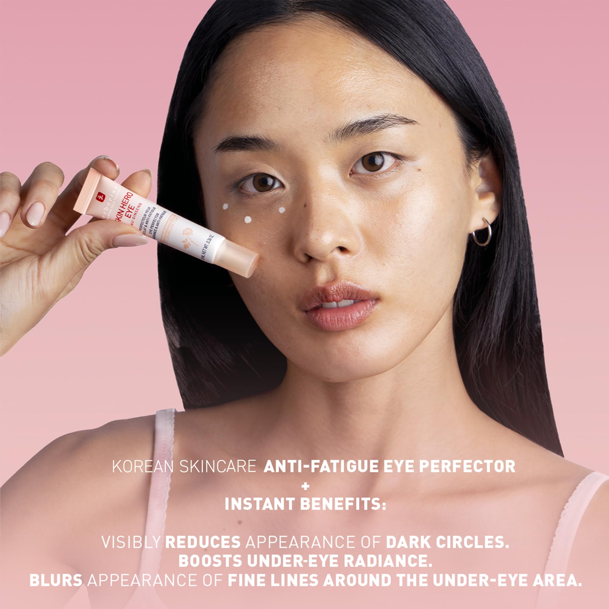 Erborian Skin Hero Eye Cream- Peach Tinted Under Eye Cream Perfector For Dark Circles, Puffiness, Wrinkles & Fine Lines - Hydrat