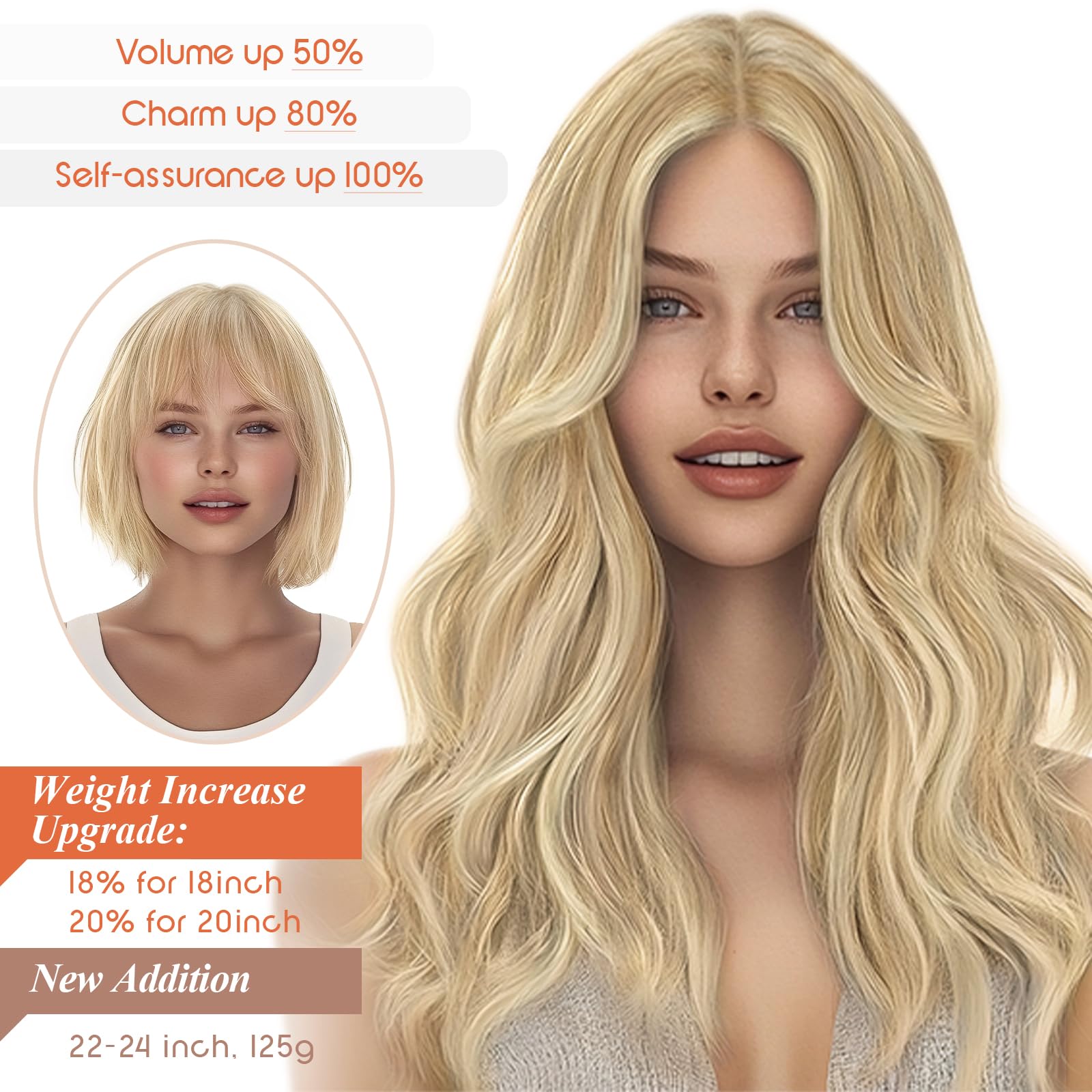 Sunny Wire Hair Extensions Real Human Hair Fish Line Human Hair Extensions Invisible Wire Extensions Honey Blonde with Platinum