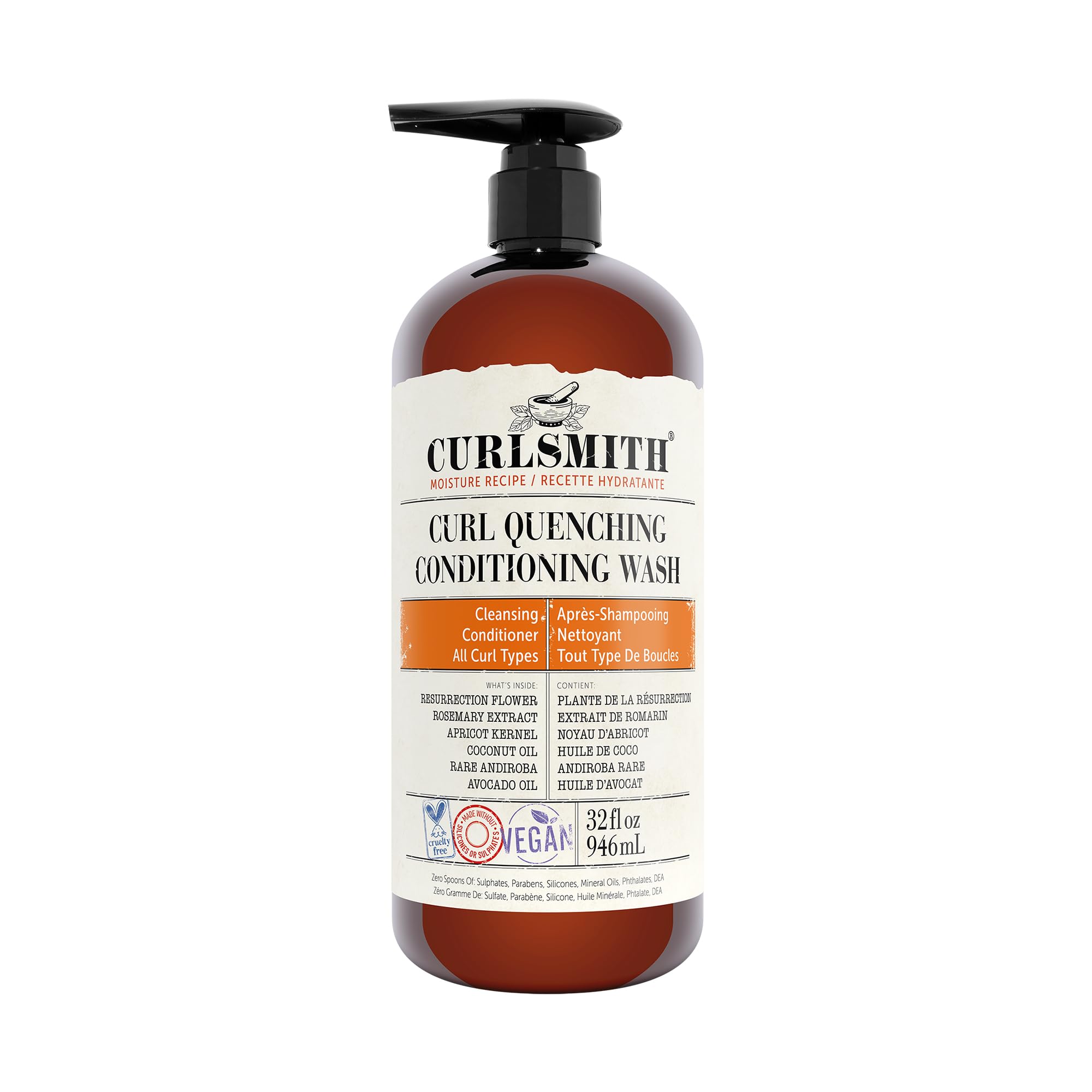 CURLSMITH Curl Quenching Conditioning Wash - Vegan Cowash 2-in-1 Shampoo & Conditioner for Wavy, Curly & Coily Hair (32oz)