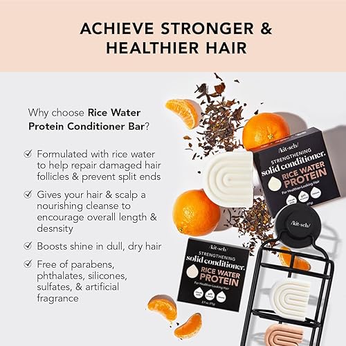 Kitsch Rice Bar Shampoo And Conditioner Bar For Hair Growth  Made In Us  Holiday Gift  Rice Shampoo Bar & Conditioner Bar For St