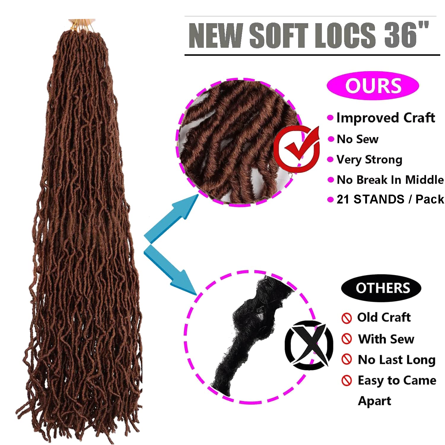 6 Packs Soft Locs Crochet Hair Pre Looped 36 Inch Long Faux Locs Crochet Braids Curly Wavy Goddess Locs Dreadlocs Synthetic Hair