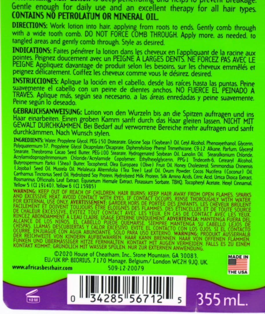 Africas Best Kids Orig Lotion Shea Butter Detangling 12 Ounce (354ml)