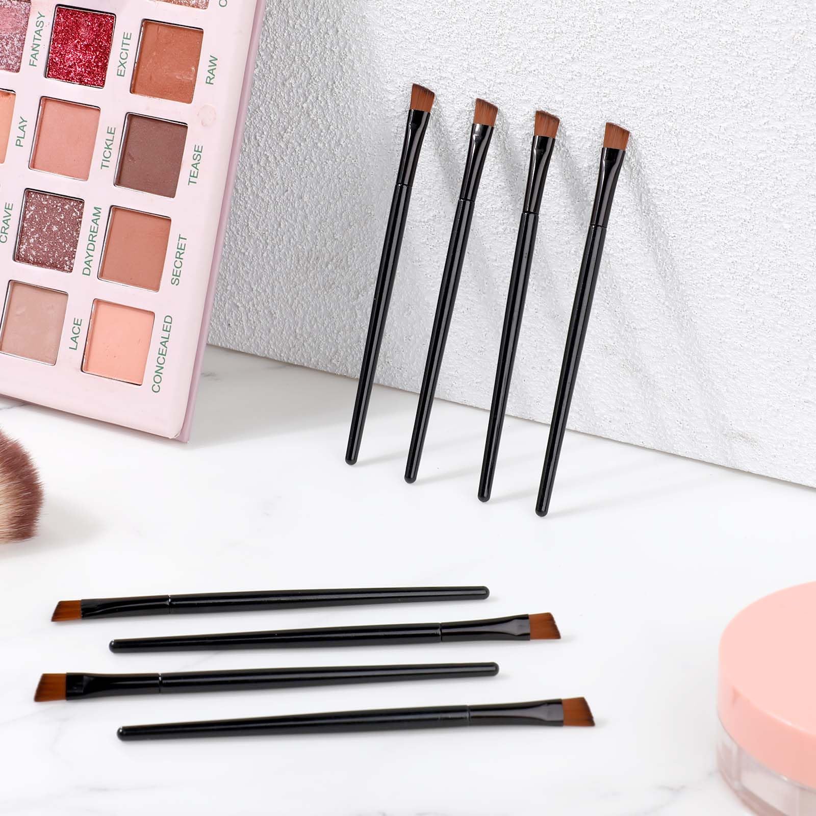 50 Pieces Angled Eyebrow Brushes Eyebrow Tint Brush Flat Tapered Eyebrow Concealer Brush Eye Shadow Applicator Sticks Disposable