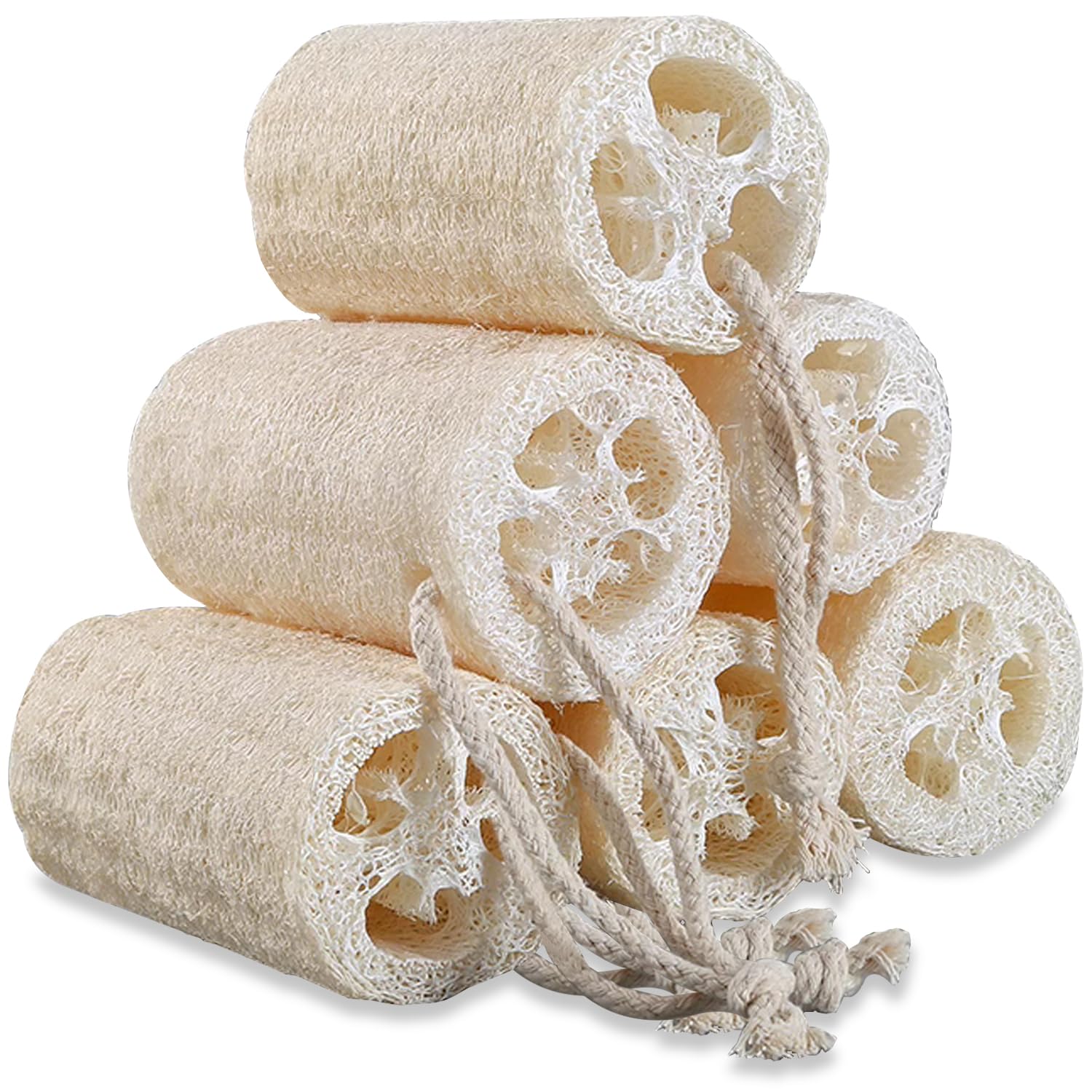 4'' Loofah Sponges Natural Organic Luffa Loofah Bath Sponge Exfoliating Shower Body Sponge Scrubber, Pack Of 6