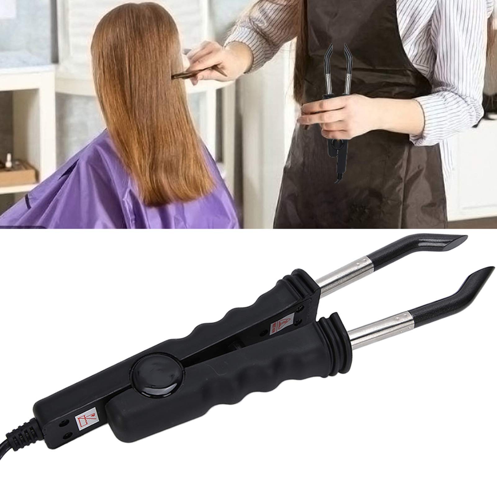 Hair Extension Bonding Tool, Professional Flat Shape Hair Extension Connector Machine Salon Iron Wand Melting Tool Wig Connector