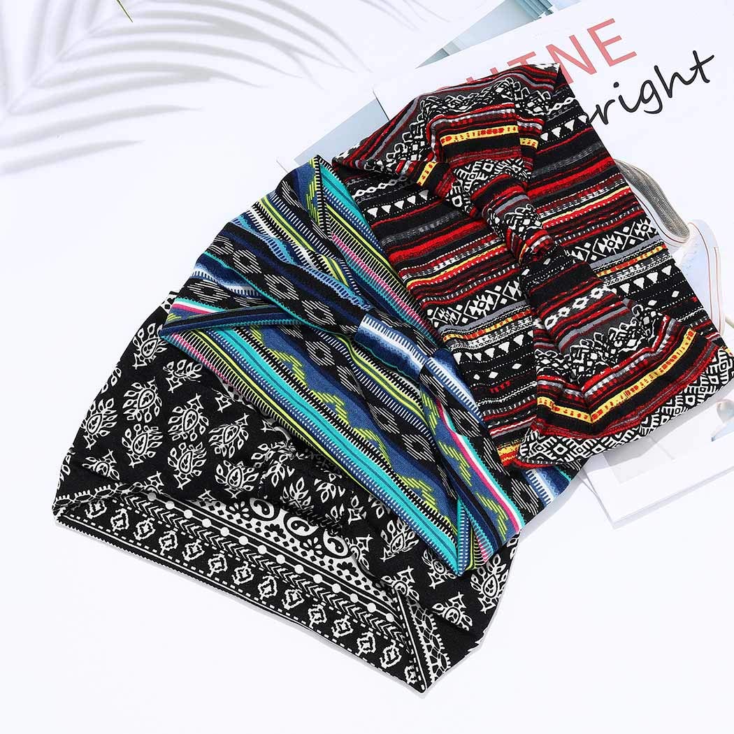 Gortin Boho Headbands Stretch Wide Hair Bands Black Elastic Yoga Sweatband Knoted Turban Headband Cloth Twist Head Wraps Stylish