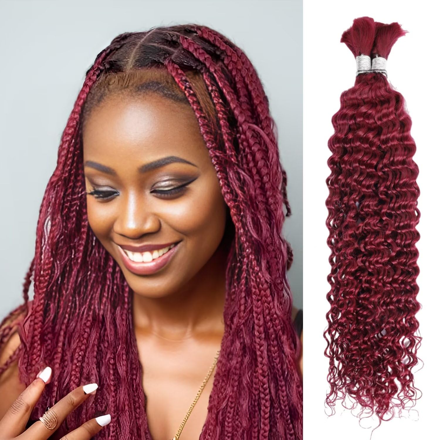 Human Braiding Hair 100G 24 Inch Deep Water Wave Bulk Human Hair For Braiding No Weft 10A Brazilian Virgin Curly Human Hair Exte