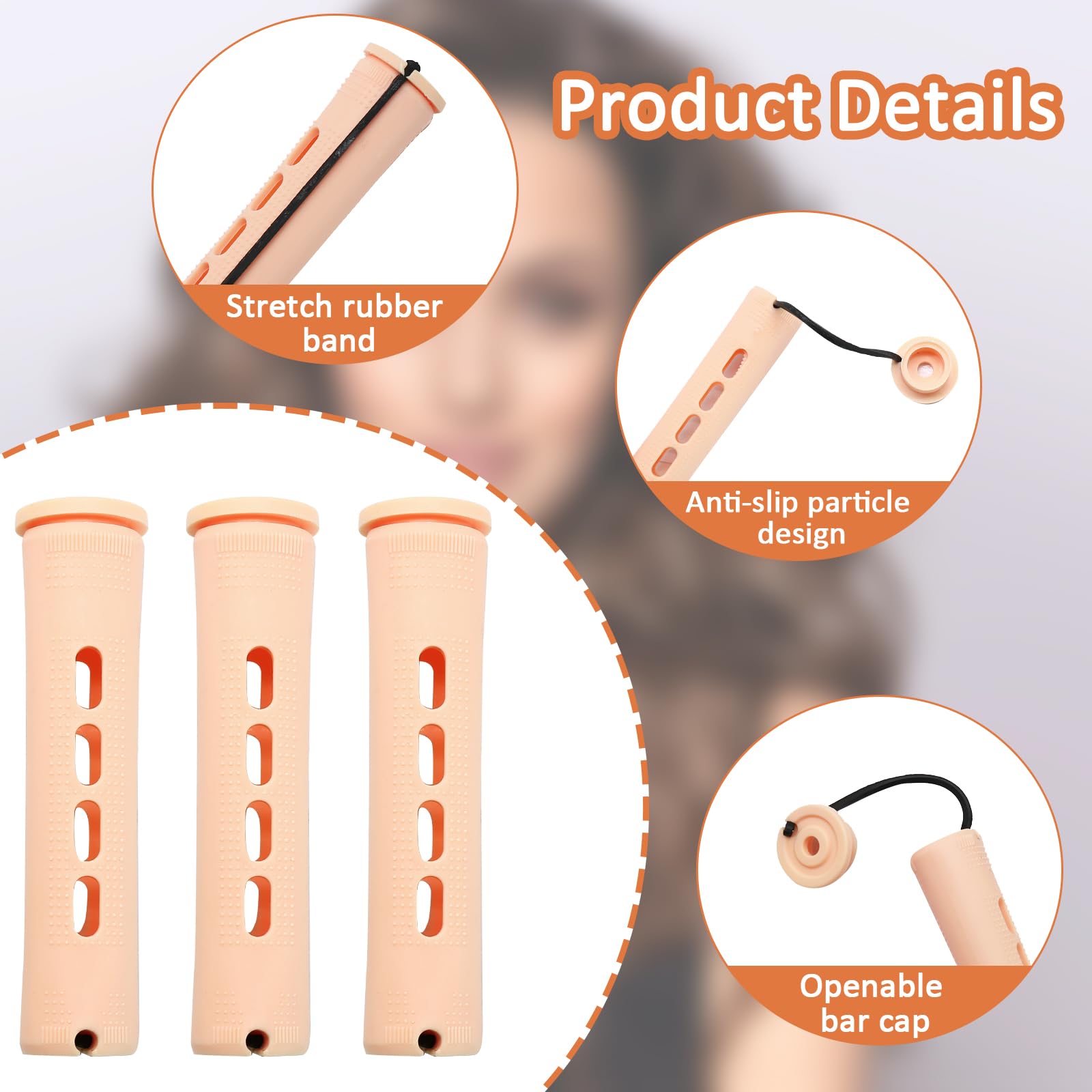 Coufce 60 Pcs Perm Rods 0.75 Light Yellow Hair Rollers Cold Wave Rods Long Short Hair Rollers Curling Rods