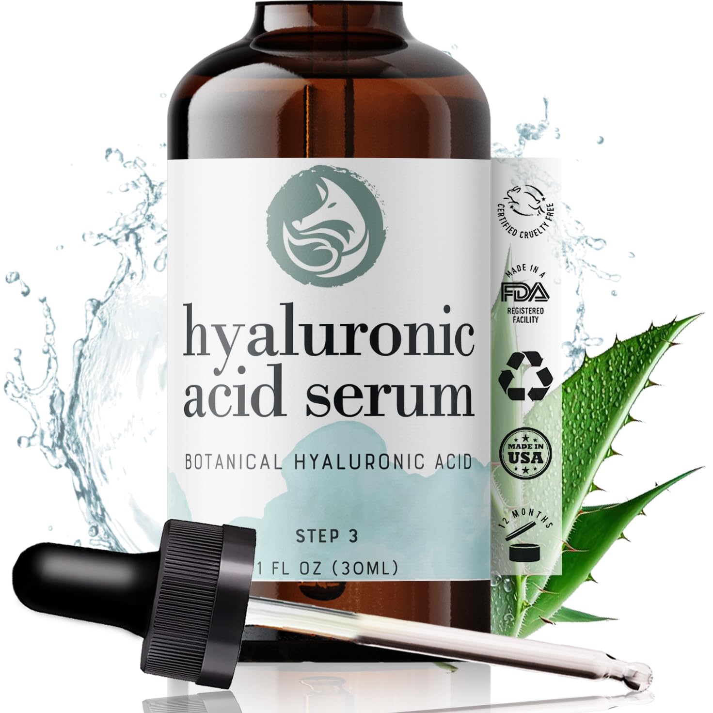 Hyaluronic Acid Face Serum - Hydrating Anti Wrinkle Anti Aging Facial Serum - With Vitamin C And E, Green Tea, Jojoba Oil - Natu