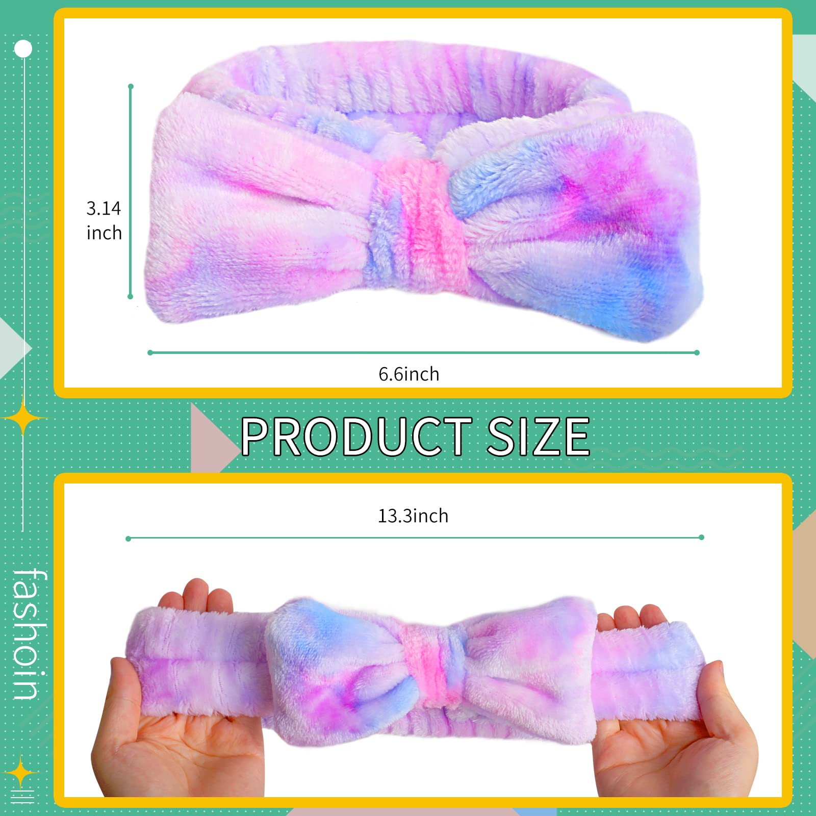 Wsyub Headband, Gradient Purple, Yellow And Green, Spa Headband For Washing Face, Makeup Headband With Bow For Teen Girls, Skinc