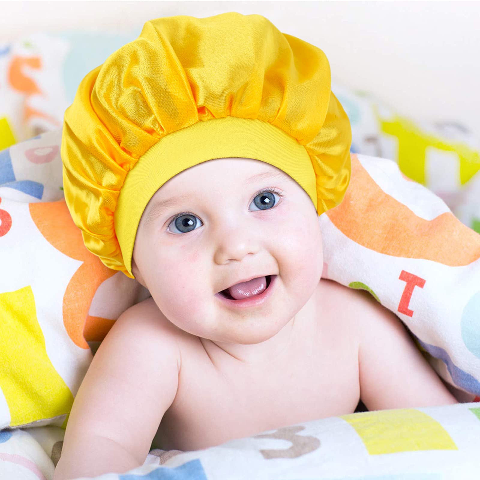 3 Pieces Kids Satin Bonnet Sleeping Cap Silk Wide Band Night Hats Hair For Natural Hair Teens Toddler Child Baby